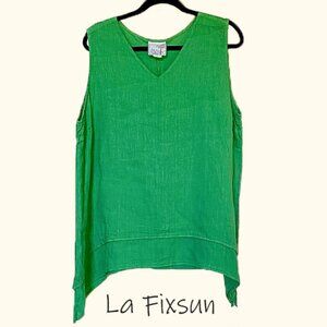 LA FixSun Green Sleeveless LinenTop